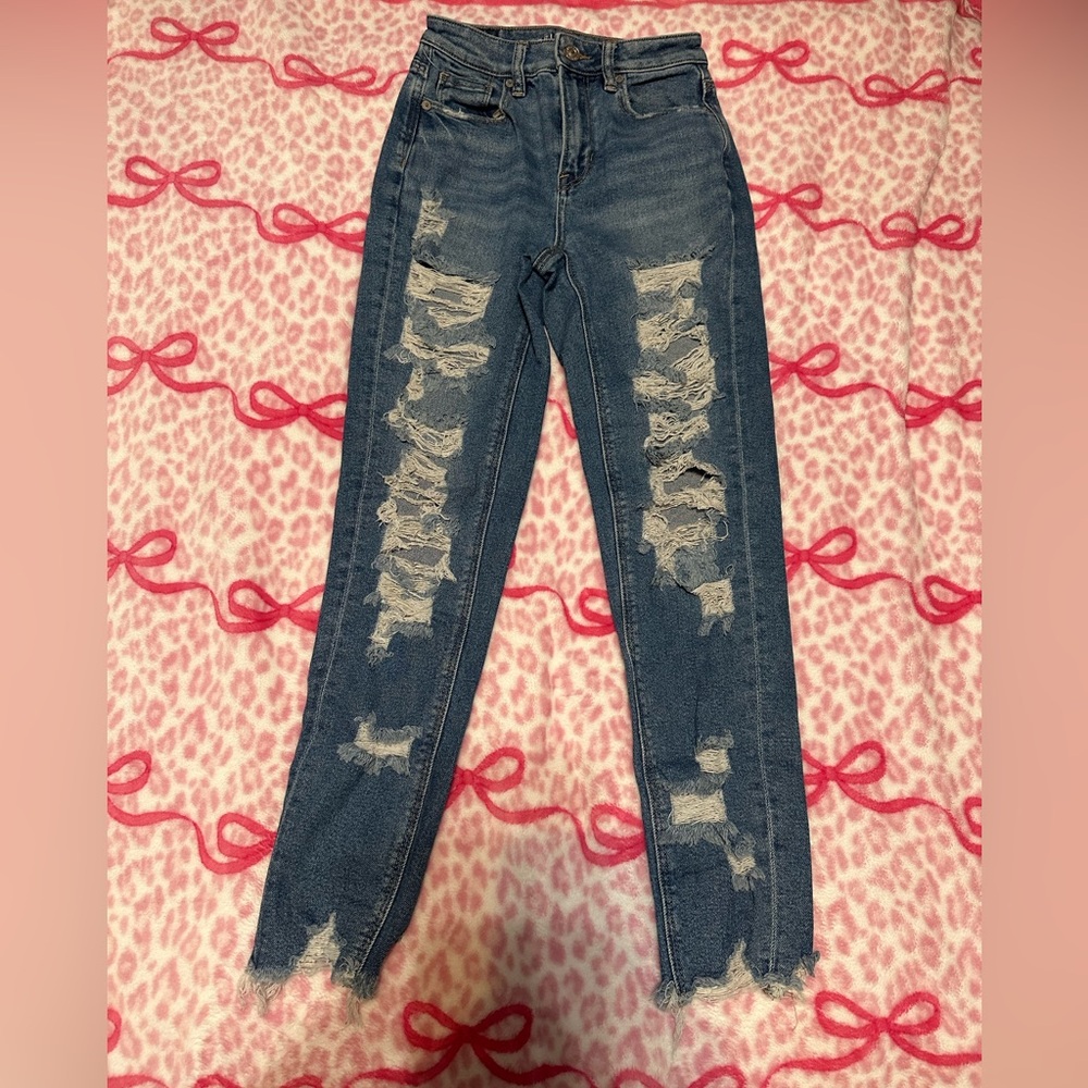 American Eagle Outfitters Ripped Blue Skinny Jeans